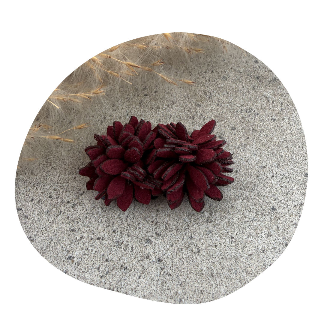 Leren bloem bordeauxrood