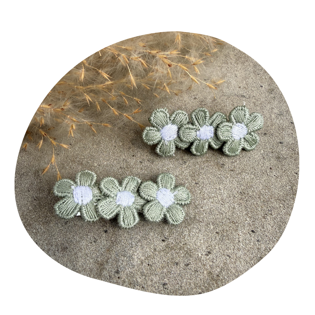 Kleine bloem oudgroen (2 stuks)