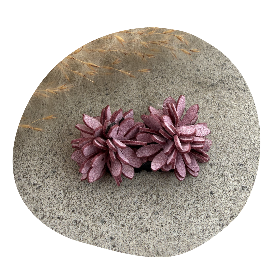 Leren bloem oudpaars